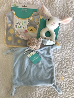 Way To Celebrate Easter Lovey Bib Rattle Dan Dee Bib Bunny Lot of 3