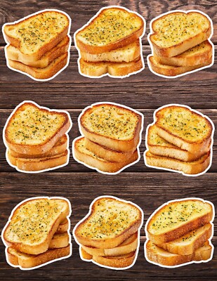 Garlic Bread Die Cut Vinyl Stickers Set Scrapbooking Laptop Waterbottle