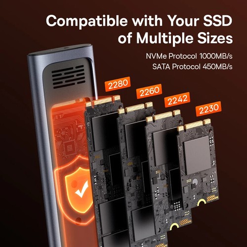 M2 Ssd Case Nvme Sata Dual Protocol 10gbps M.2 to USB Type C 3.2 Gen 2 Portable - Picture 5 of 8