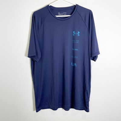 Under Armour Mens Athletic Shirt Short Sleeve Blue Mens Size XL