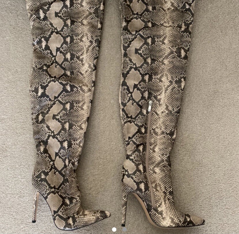 Snake Skin Thigh High Boots 