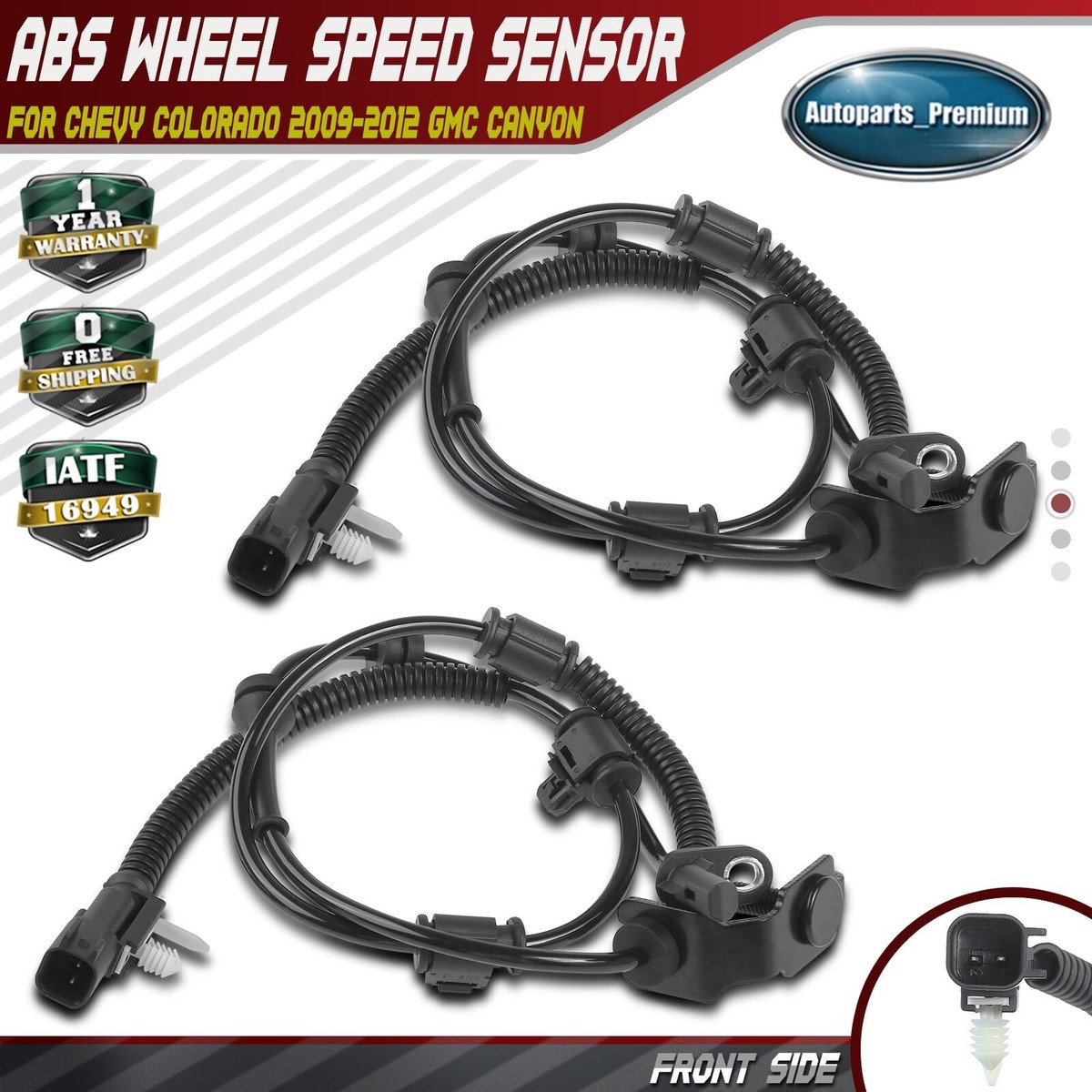 2x Front LH & RH ABS Wheel Speed Sensor for Chevy Colorado 2009