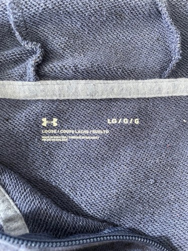Under Armour Quarter Zip Womens L Cropped Blue Athletic Hooded Top - Picture 3 of 4