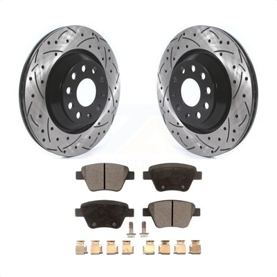 Coated Drilled Slotted Disc Brake Rotors Ceramic Pad Rear Kit For