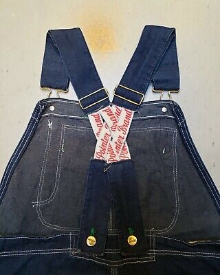 VTG 60s POINTER BRAND Denim LOWBACK OVERALLS Advertising Straps