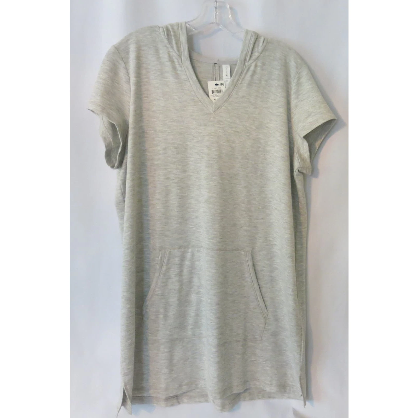 IDEOLOGY *NWT* Hoodie Tunic Short Sleeve Size XL Women Pocket Athleisure Gray