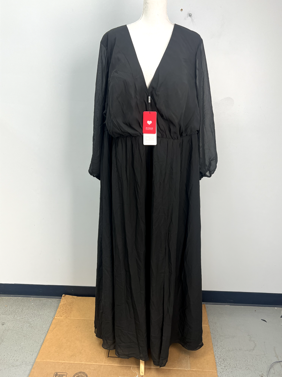 JJs House Long Sleeve A-Line Long Chiffon Bridesmaid Dress Sz 26W 206481 No  Belt | eBay