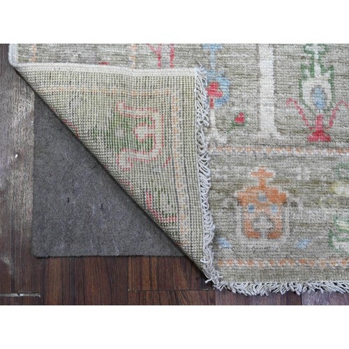 3'x8'1" Camouflage Green Runner Angora Oushak Hand Knotted Oriental Rug G89470 - Picture 2 of 6