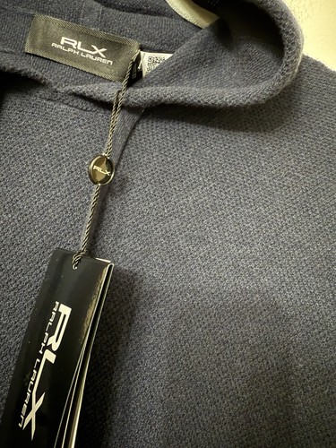 Polo Ralph Lauren Mens size M Navy Waffle 100% Cashmere Hoodie pullover NWT $398 - Picture 2 of 12