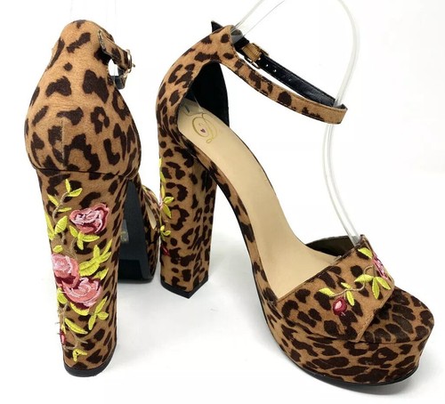 leopard block heels closed toe