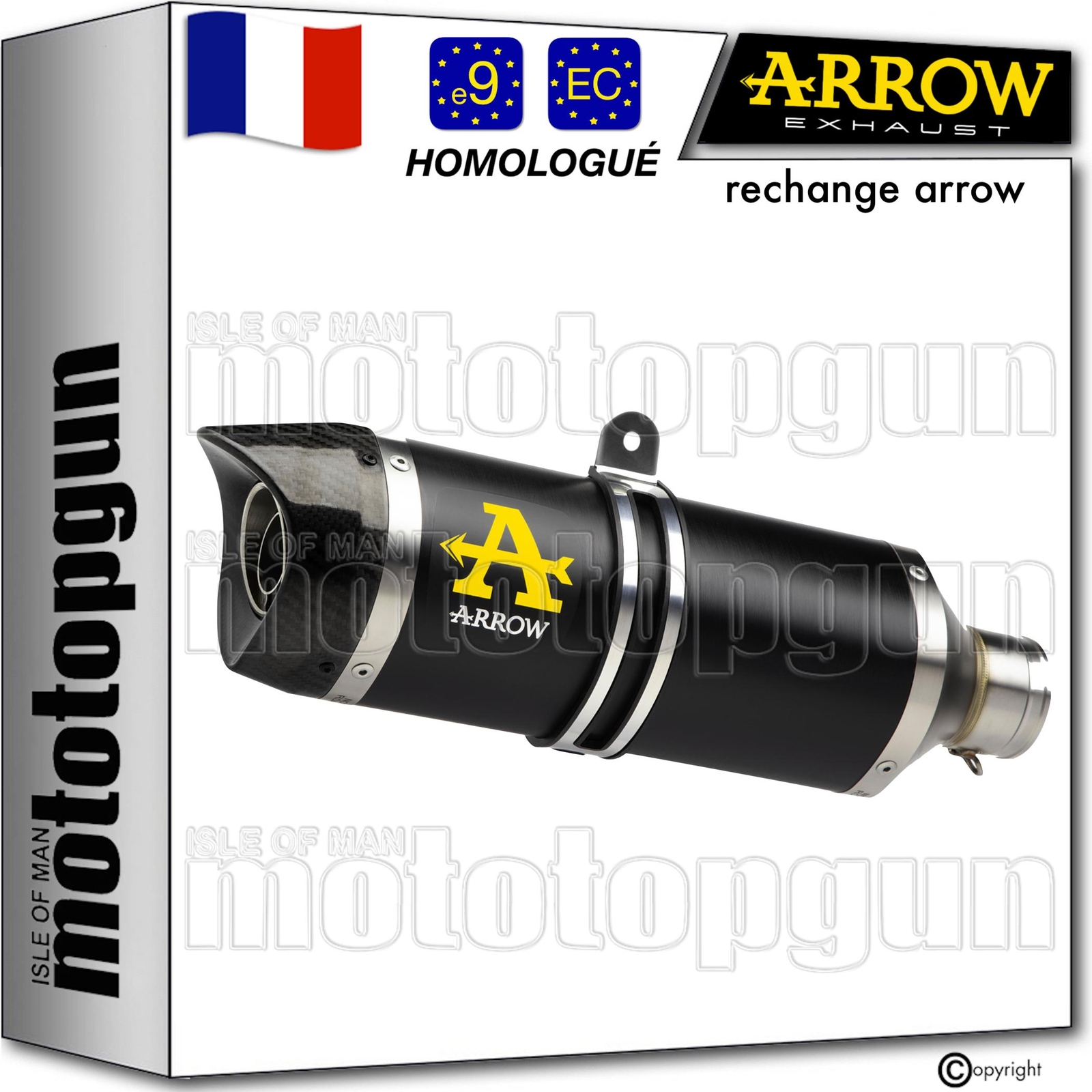 Pot Arrow Thunder alu noir gain de poids et sonorité Suzuki GSX-R 125 2018