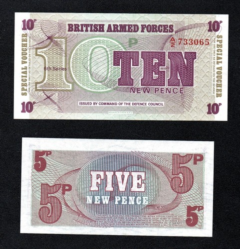 SCHÖNE 2 SONDERNOTEN DES VEREINIGTEN KÖNIGREICHS, (BRITISCHE STREITKRÄFTE), UNC