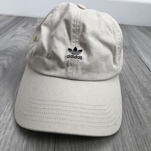 Adidas Canvas Baseball Hat Womens OS Beige Logo Dad Adjustable Casual