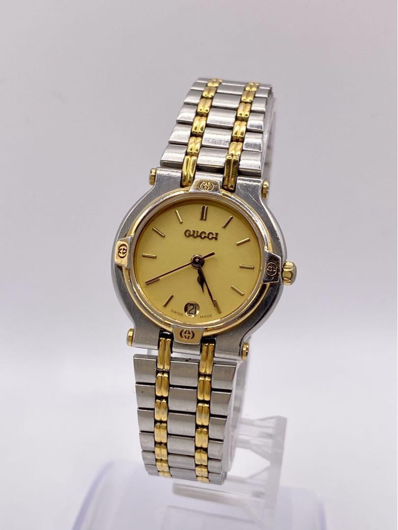 GUCCI 9000L WATCH Woman Gold SILVER DATE VINTAGE Working GUCCI 9000L WATCH Woman Gold SILVER DATE VINTAGE Working