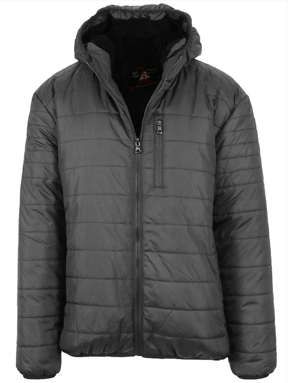 Spire by Galaxy Men's Hooded Puffer Jacket - Charcoal - XL
