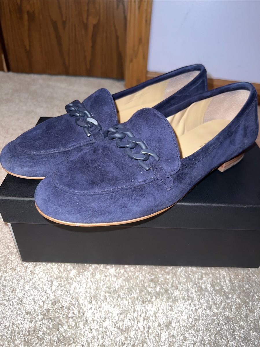 Talbots Indigo Blue Cassidy Chain Suede Loafers