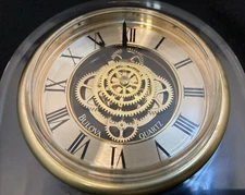 BULOVA Desk Mantle Clock  Analog Quartz B1728 Skeleton Bulova Workings. 6 " Tal