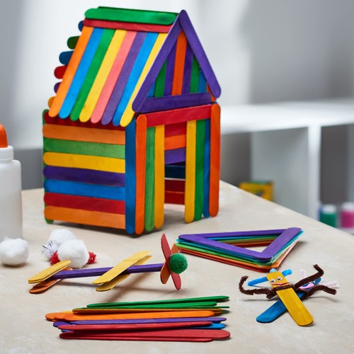 100 Count 6 Inch Colored Jumbo Popsicle Sticks for Crafts ICES Ice Cream Waxing. - Picture 3 of 8