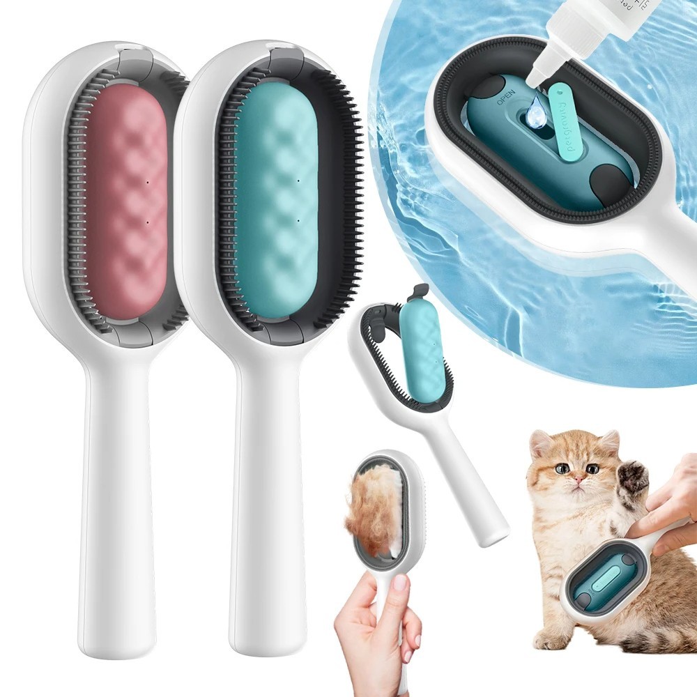 Brosse chat 4 en 1 avec eau pour stopper les poils volatils et enlever les nœuds tenaces
