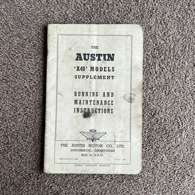 Austin 'A40' Models Supplement - Lauf- und Wartungsanleitung 1957