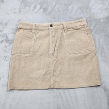 Vintage Old Navy Skirt Womens 10 Beige Corduroy Mini Pockets Casual Fall Y2K