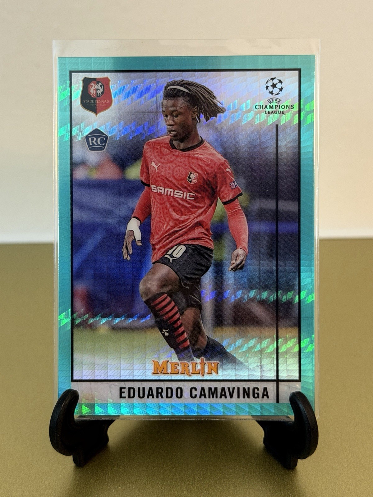 2020-21 Topps Merlin Chrome UEFA Eduardo Camavinga RC Aqua Prism #20