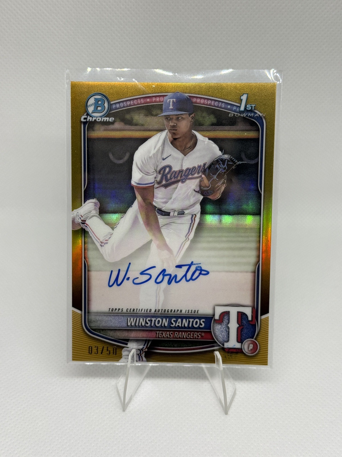 2025 Bowman Chrome 1st Auto Winston Santos True Gold /50