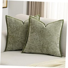 Chenille Throw Pillow Covers 18x18 Inch Set 18" x 18" Pack of 2 Sage Green