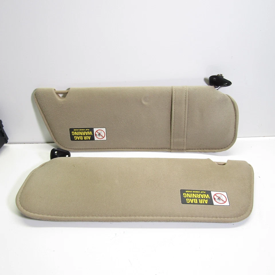1989-2006 Ford Ranger Sun Visors Sun Shade Sunvisor Pair Beige OEM W/ Mirror - Image 3 of 4