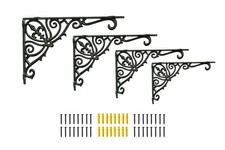 12.5'' Decorative Shelf Brackets,4 Pack Cast Iron Black Corbel 12 x 8 Inch