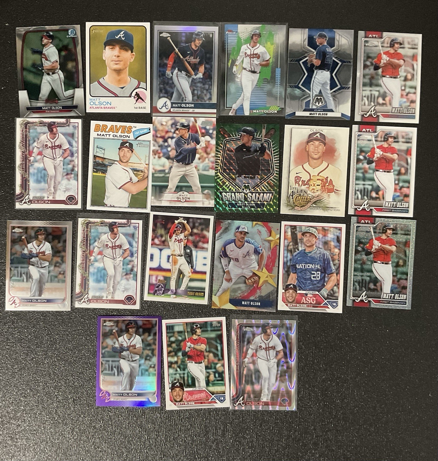 Matt Olson Atlanta Braves Baseball Card Lot - Topps, Bowman, Panini (21 Cards)