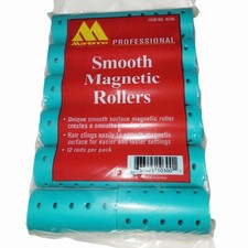 Mariana Professional Smooth Magnetic Hair Rollers Teal 47 Count Salon Curlers