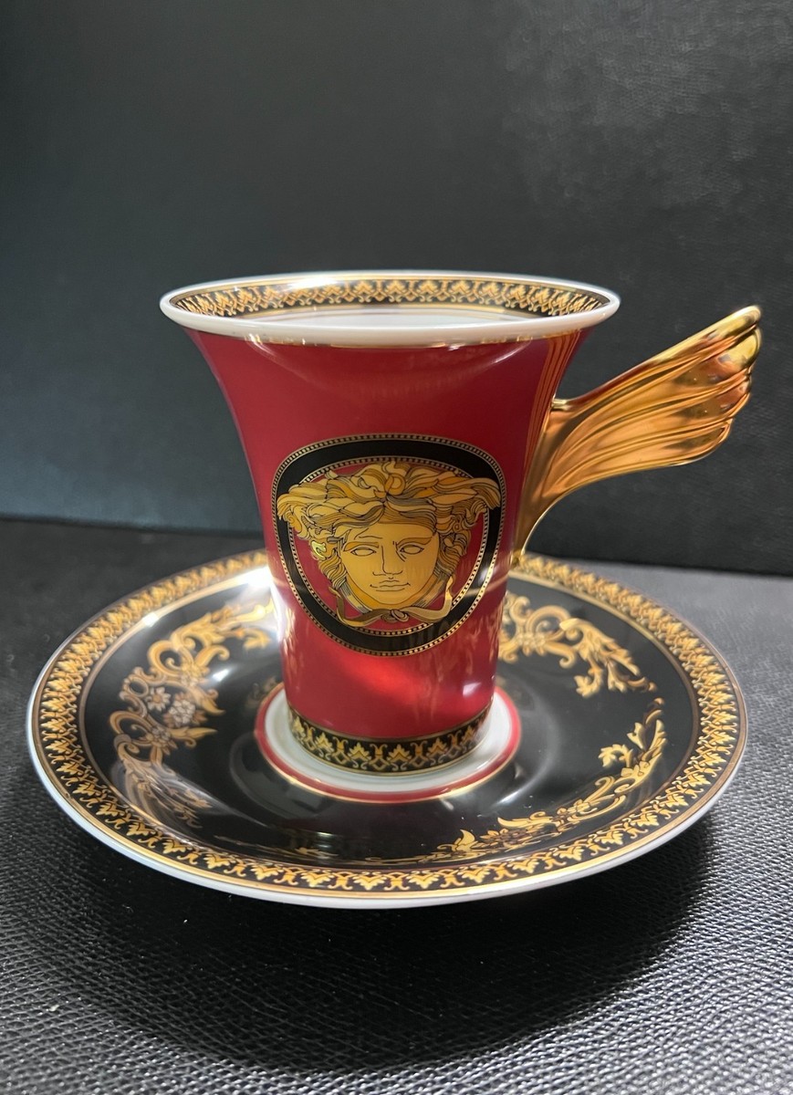 Versace Rosenthal Medusa Red Cup & Saucer – Fine Porcelain – Mint