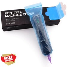 Tattoo Machine Covers Bags 2.4x8 Inch Clear Blue Sealable Pen Sleeves