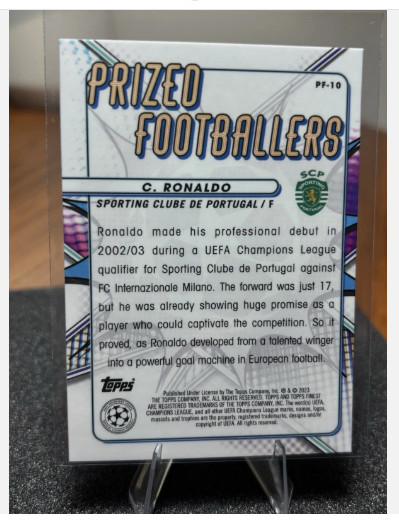 2022-23 Topps Finest UEFA Club Competitions - Prized Footballers Cristiano... view 2