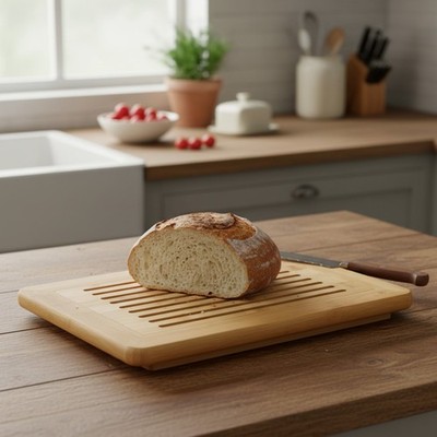 Large  Bamboo Cutting Board with Crumb Tray - Versatile Kitchen Essential