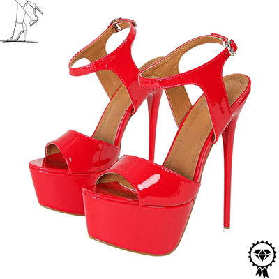 Red Sexy Patent Leather Open Toe Platform Heels Women Fetish Stripper Shoes Size