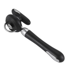 Stainless Steel Can Opener, Easy Rotary Knob, Smooth Cutting Blade, Black