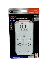 Commercial Electric 6-Outlet Smart Surge Protector with 4-USB Ports, White