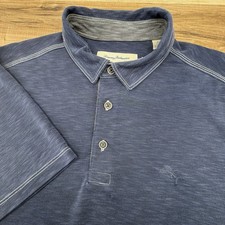 Tommy Bahama Island Zone Polo Shirt Mens Medium Blue Stretch Golf Logo