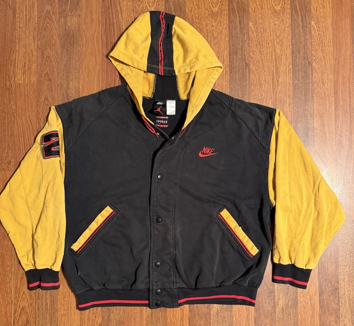 Rare 1990 Nike Air Jordan 23 Hoodie Yellow, Black and Red L | eBay