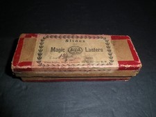 ANTIQUE MAGIC LANTERN GLASS SLIDES, COMPLETE SET OF 12 IN ORIGINAL BOX