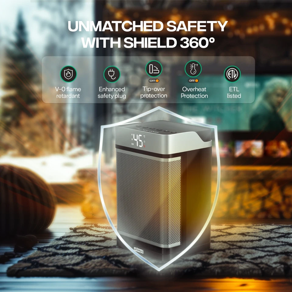 Avenhaz Calentador de Espacio 1500W, Calentador Ventilador PTC Cerámico Eléctrico Portátil Foto 4 de 4