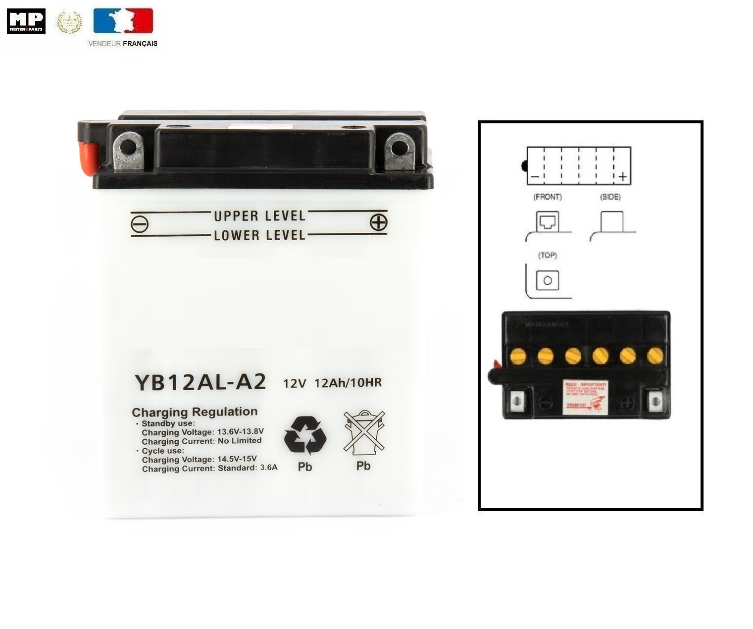 Batterie YB12AL-A 12V 12Ah Peugeot Satelis 250 2006 étrier Nissin YB12AL-A2