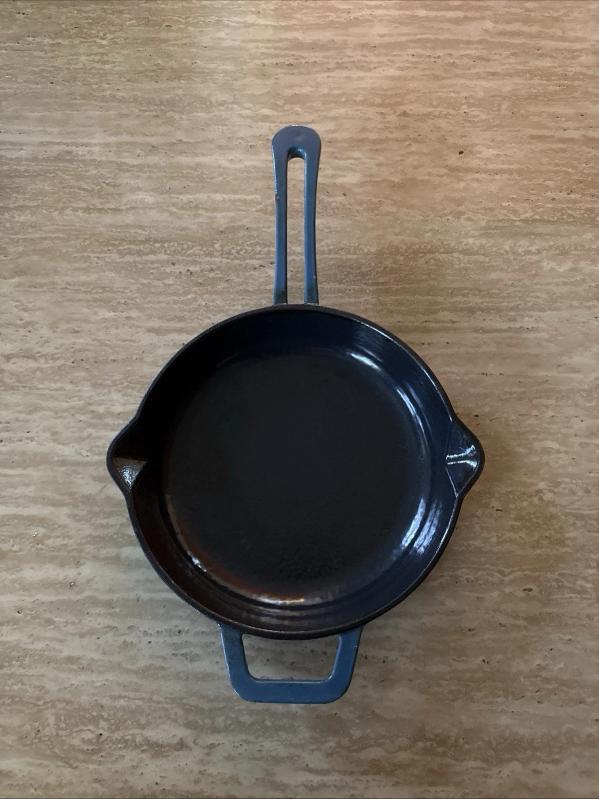 SYMON HOME 10" Cast Iron Skillet With Blue Enamel Coating On Outside Frying Pan
