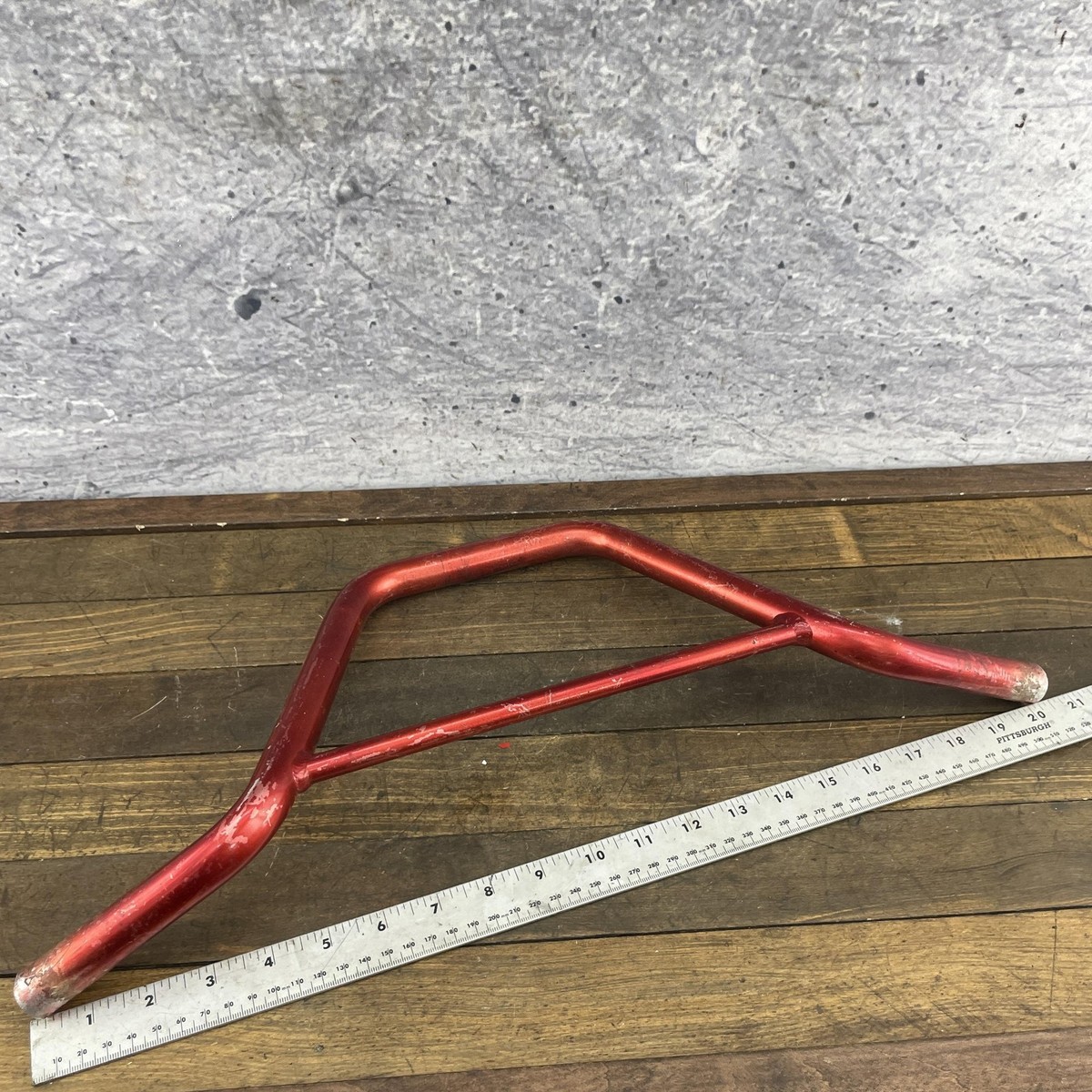Vintage BMX Bicycle Alloy Handlebars Red Cut 22
