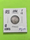 1931 Canadian Silver 10 cent Dime .8 AG. King George V TRENDING AT $7.5