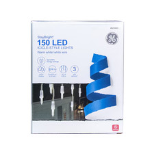 GE StayBright 150 Count White Mini LED Plug-In Christmas Icicle Lights