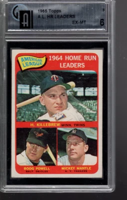 SLA132- 1965 Topps #3 AL Home Run Führer Killebrew Mantle Powell - GAI ExMt (6) - Bild 1 von 2