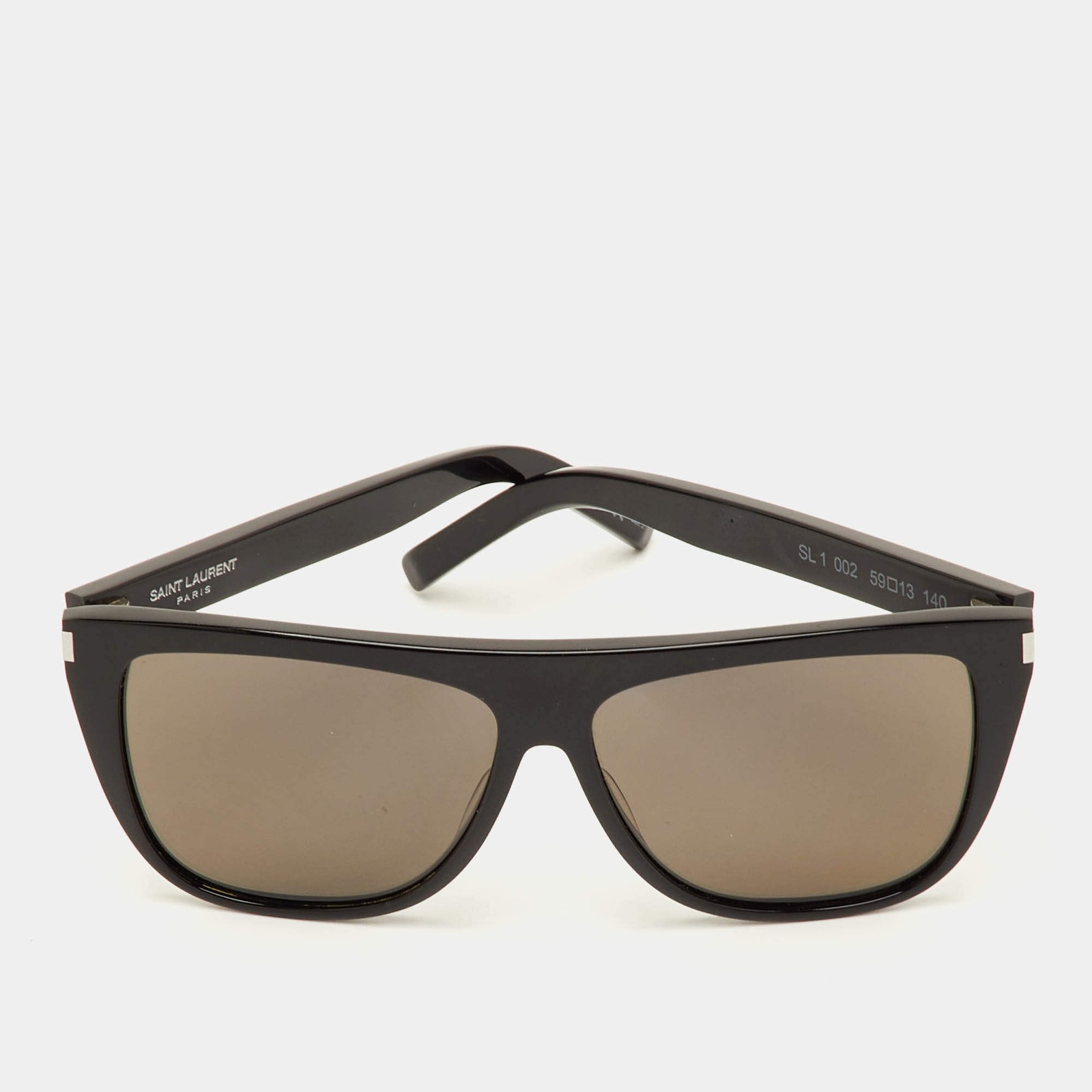 Saint Laurent BlackGrey Acetate SL 1 Rectangular Sunglasses